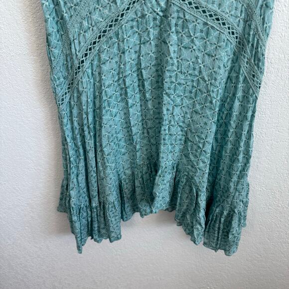 Free People Let It Happen V-Neck Sleeveless Crochet Trim Mini Dress Soft Blue XS - Picture 4 of 9